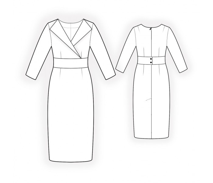 Dress With Lapels - Sewing Pattern #2098. Made-to-measure sewing ...