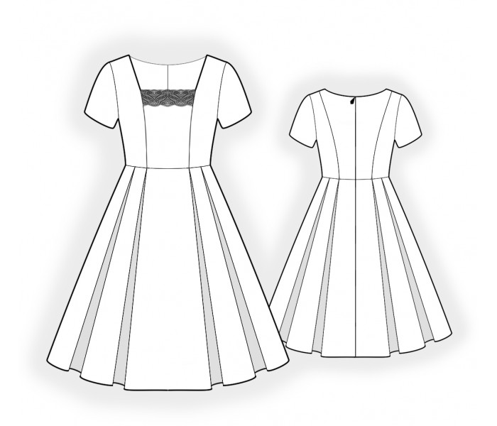 Premium Vector | Fashion technical drawing of short pleated skirt