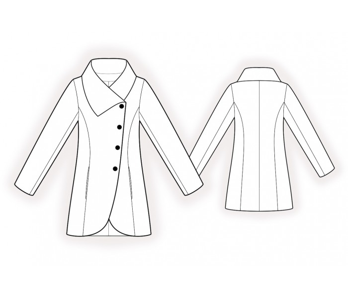 Coat With Slanted Front Edge - Sewing Pattern #2227. Made-to-measure ...