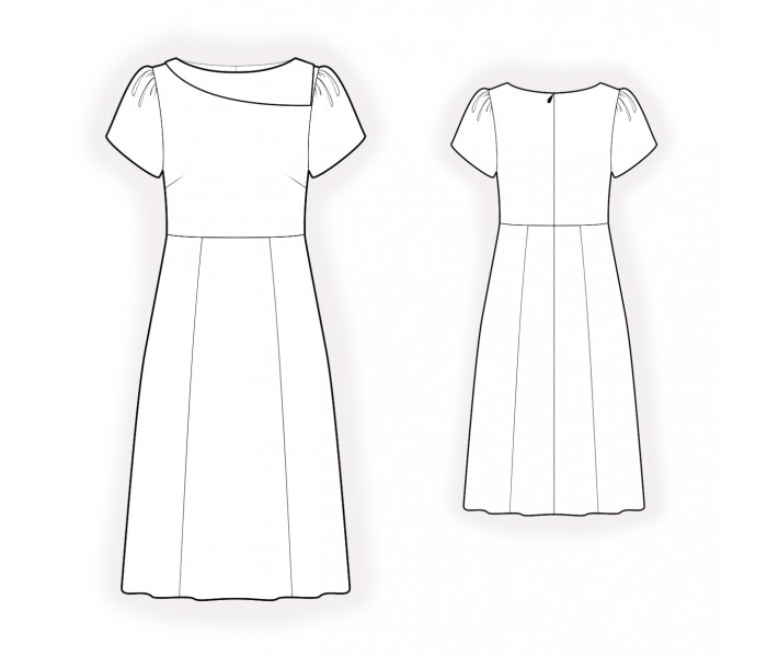 Dress With Decorative Collar - Sewing Pattern #2237. Made-to-measure ...