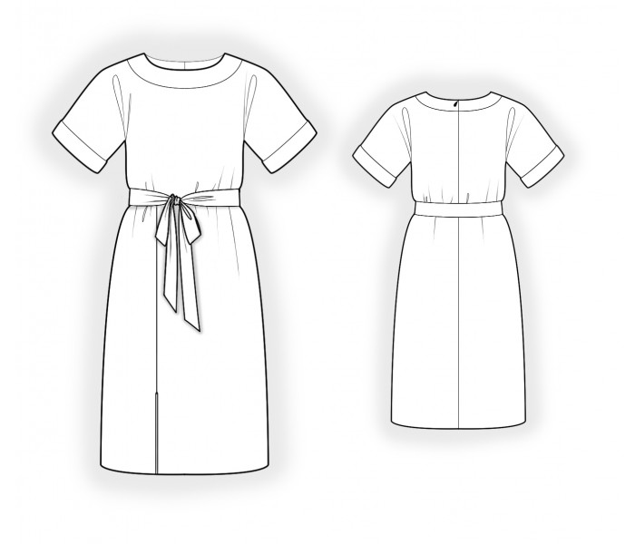 Dress With One-Piece Sleeves - Sewing Pattern #2322. Made-to-measure ...
