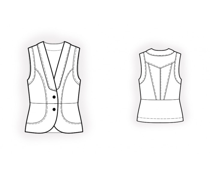 Denim Vest - Sewing Pattern #2396. Made-to-measure sewing pattern from ...
