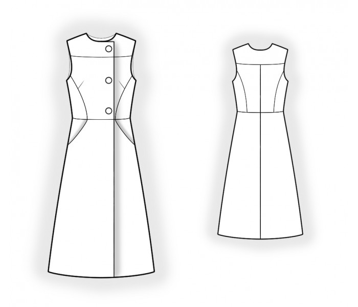 Sleeveless Dress - Sewing Pattern #2470. Made-to-measure sewing pattern ...
