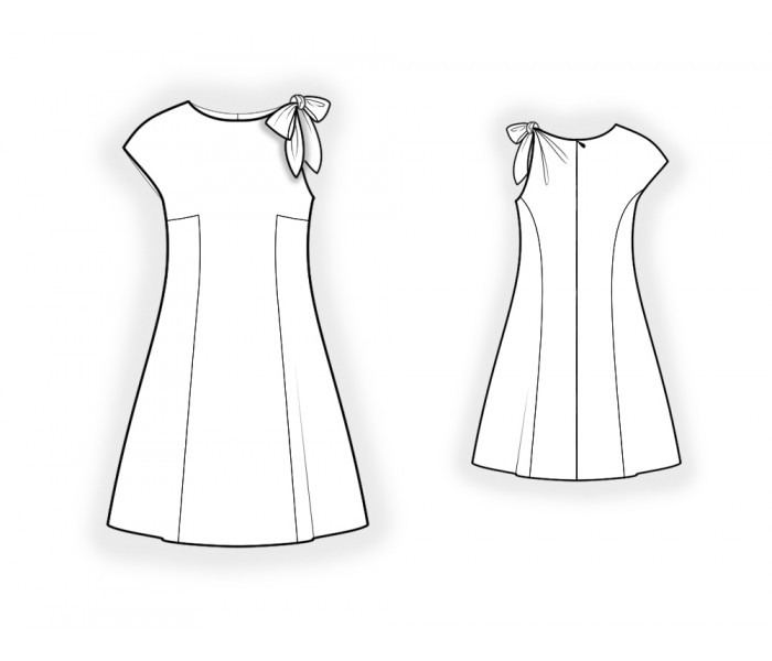 Dress With A Bow On One Shoulder - Sewing Pattern #2526. Made-to ...
