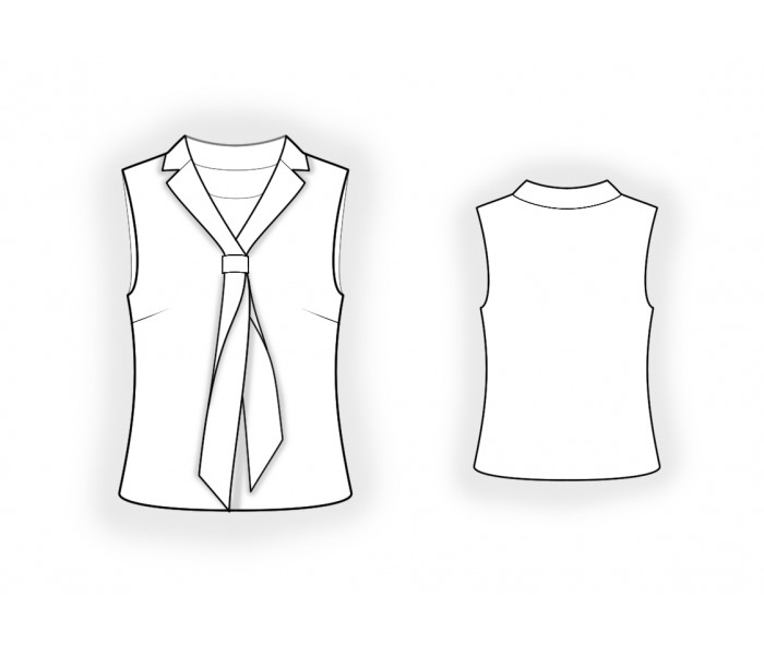 Blouse With Tie Collar - Sewing Pattern #2588. Made-to-measure sewing ...