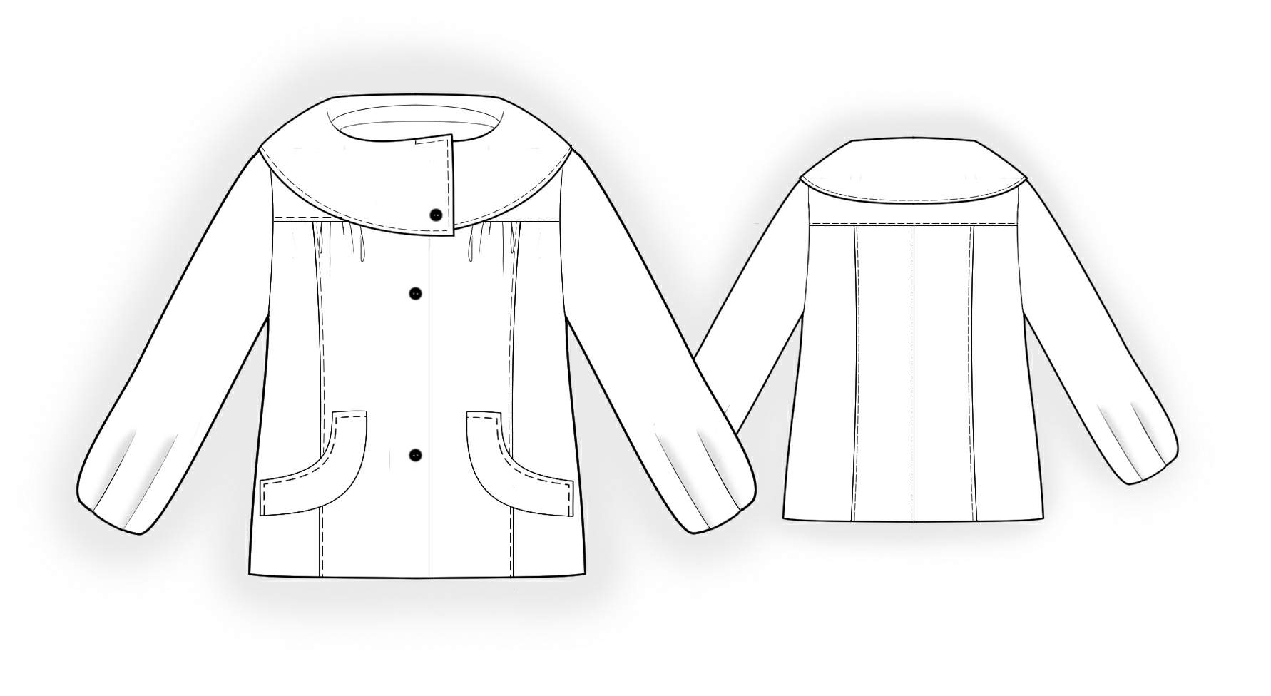 Short Coat With Round Collar - Sewing Pattern #5910. Made-to-measure ...
