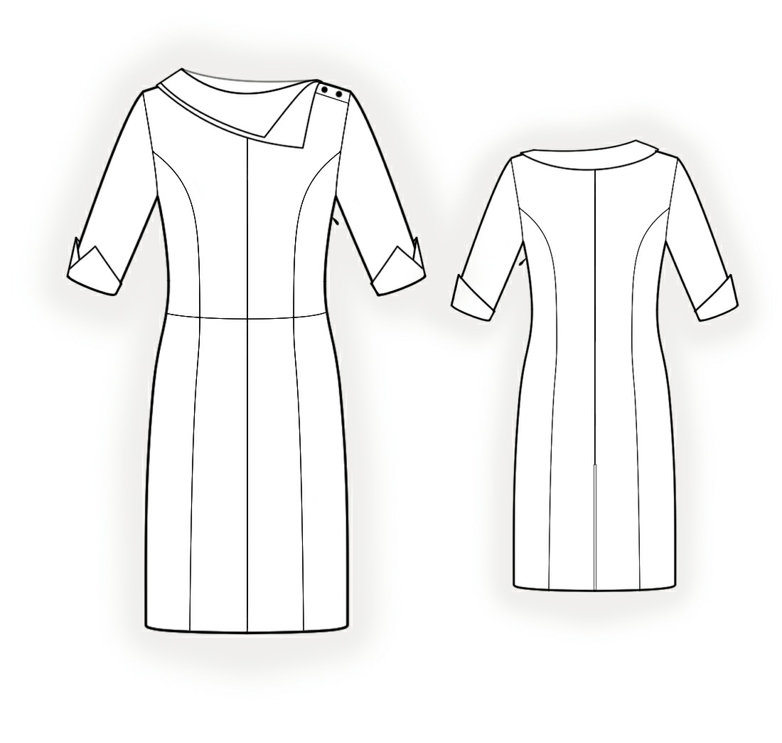 Dress With Collar - Sewing Pattern #4251. Made-to-measure sewing ...