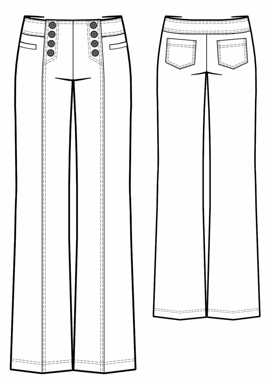 Pants With Decorative Closure - Sewing Pattern #5742. Made-to-measure ...