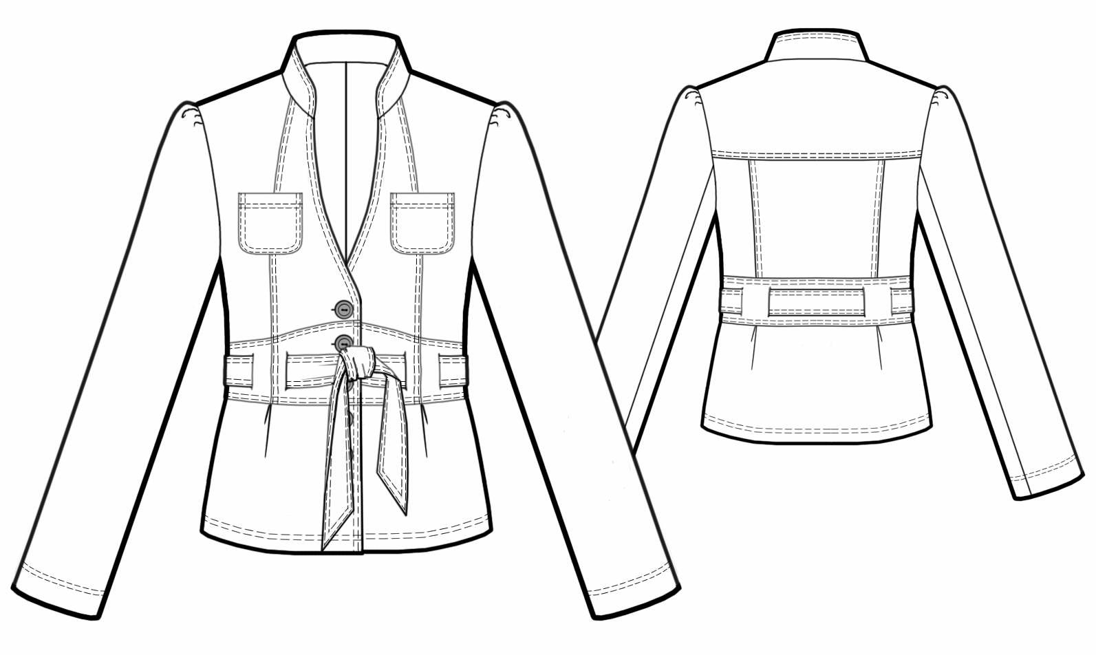 Jacket With Decorative Belt - Sewing Pattern #5739. Made-to-measure ...