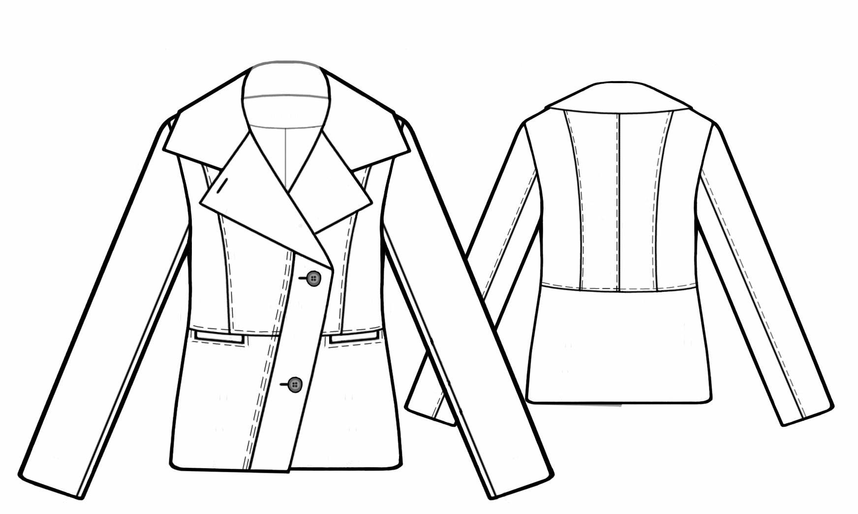 Jacket With Bias Closure - Sewing Pattern #5706. Made-to-measure sewing ...