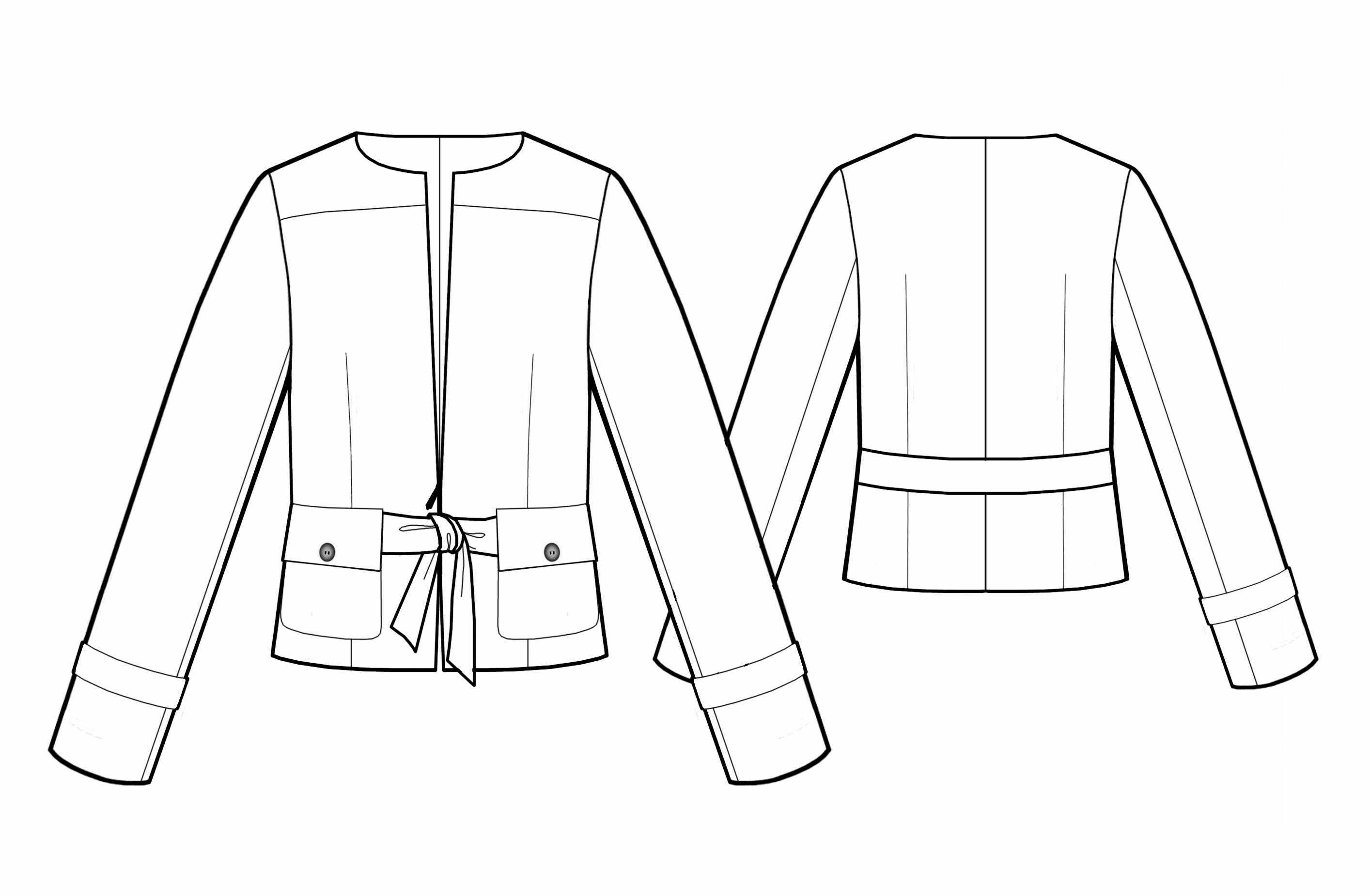 Jacket With Belt - Sewing Pattern #5551. Made-to-measure sewing pattern ...