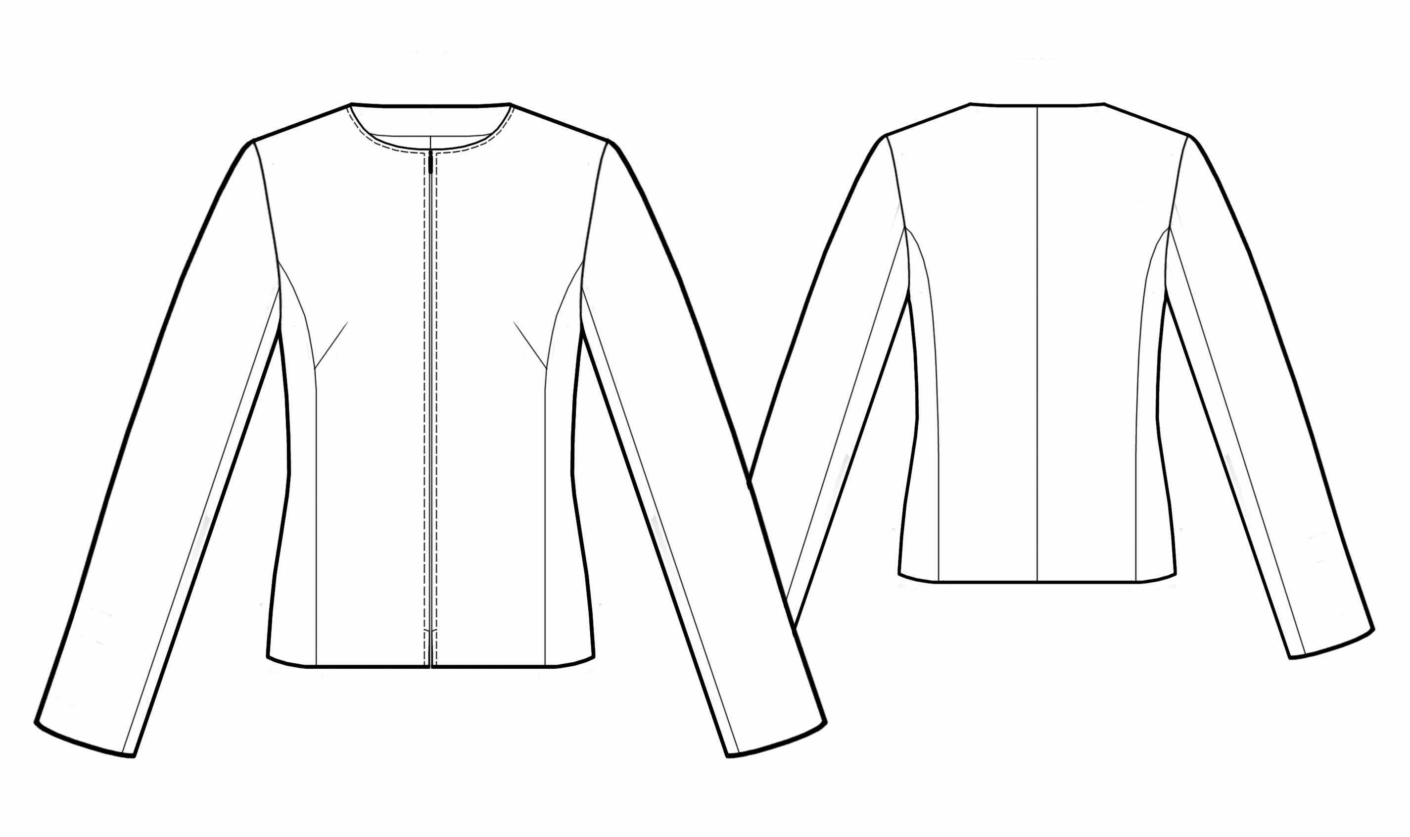 Collarless Jacket - Sewing Pattern #5548. Made-to-measure sewing ...