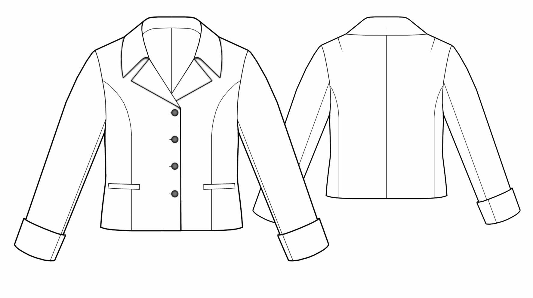 Jacket With Cuffs - Sewing Pattern #5513. Made-to-measure sewing ...