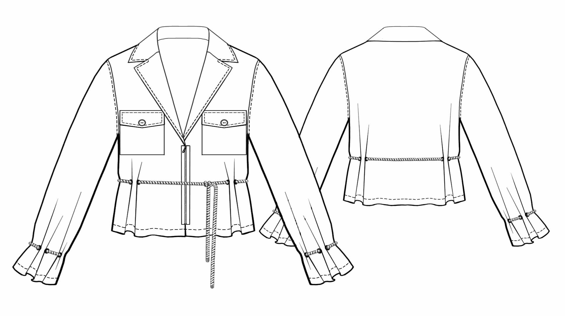 Jacket With Ties - Sewing Pattern #5470. Made-to-measure sewing pattern ...
