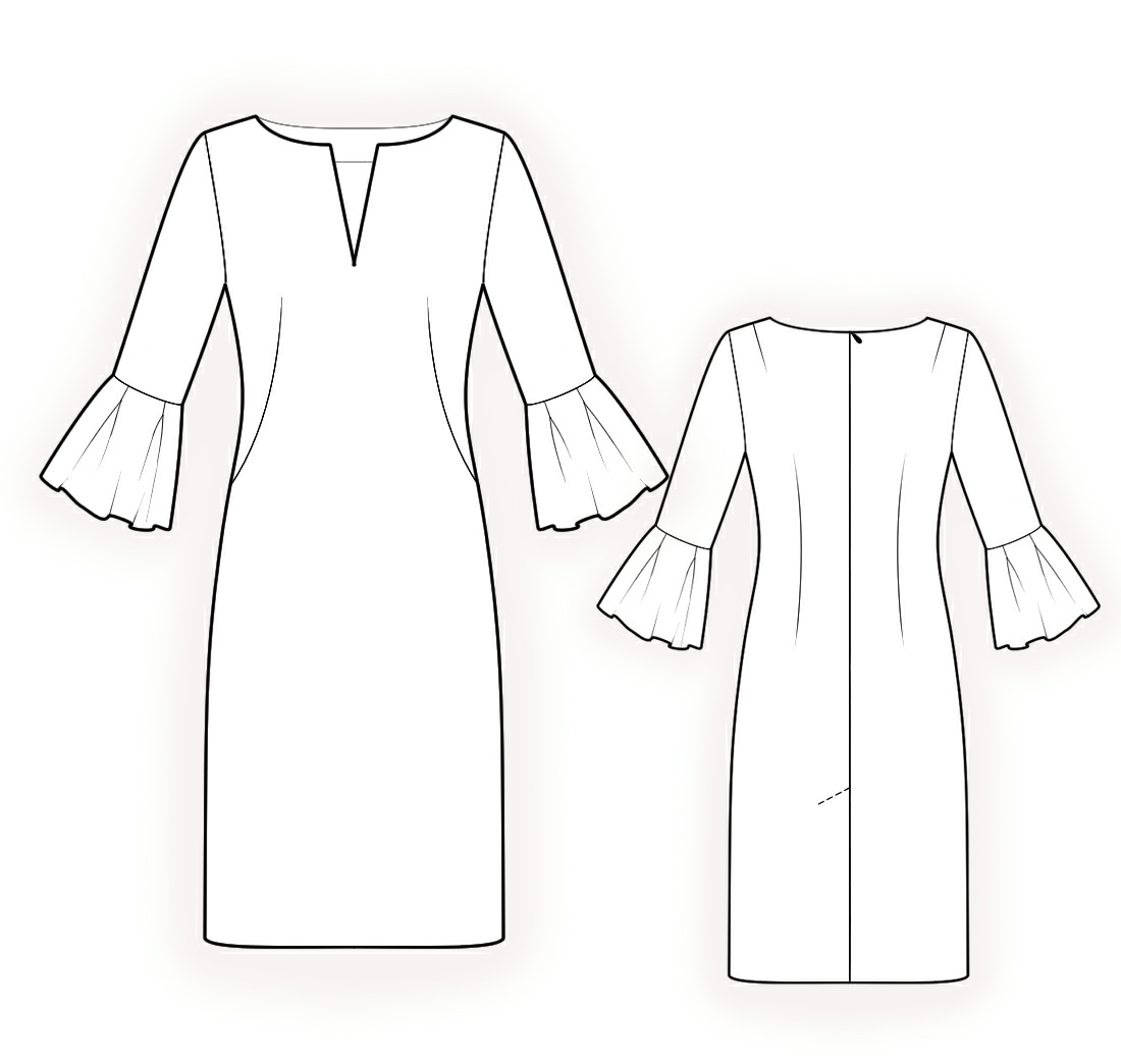Dress With Decorative Cuffs - Sewing Pattern #4213. Made-to-measure ...
